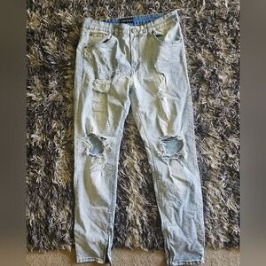 Men's Skinny Distressed Jeans - Light Blue